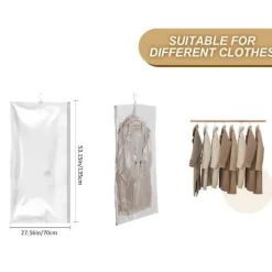 Dammsugningspåsar för hängande kläder 135x70 cm Set med 4 transparenta