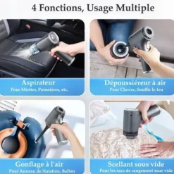 DÄCK Sladdlös handdammsugare 3 i 1 tryckluftsdammsugare Bärbar bildammsugare för rengöring av bil, PC