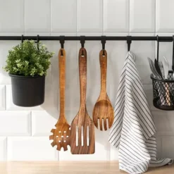 7-Delad träslev Set för matlagning, Akacia träredskap, Träslev Set för kök