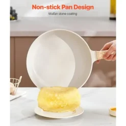 19-delade Grytor och Kastruller, Granit Nonstick, Köksredskap i Vit Färg, Lätt att Rengöra