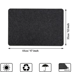 4-delade halkfria värmebeständiga mattor för köksapparater, bänkskydd för airfryer, tvättbara filt- och silikonmattor, 12 x 17 tum, svarta