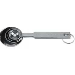 4-delade mätskedar i rostfritt stål för torra och flytande ingredienser