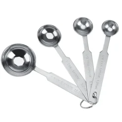 4-delade mätskedar i rostfritt stål för torra och flytande ingredienser