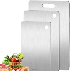 3-delars Set med Dubbelhäftande Skärbräda i Rostfritt Stål, Mögel- och Fukttålig
