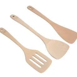 3-delars set omålade träspatel köksredskap matlagningsverktyg för non-stick pannor