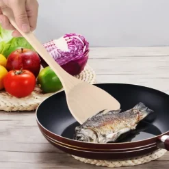 3-delars set omålade träspatel köksredskap matlagningsverktyg för non-stick pannor