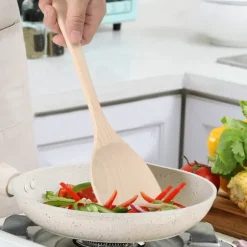 3-delars set omålade träspatel köksredskap matlagningsverktyg för non-stick pannor