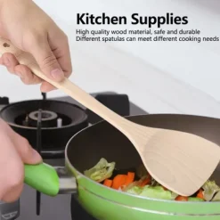 3-delars set omålade träspatel köksredskap matlagningsverktyg för non-stick pannor