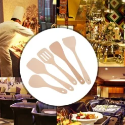 5-delars set träspatelsked matlagningsverktyg köksredskap kit för non-stick panna