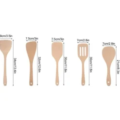 5-delars set träspatelsked matlagningsverktyg köksredskap kit för non-stick panna