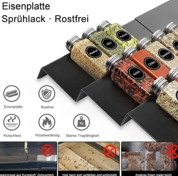 6-Delat Justerbart Kryddställ – Kökshylla för Förvaring av Kryddor & Burkar