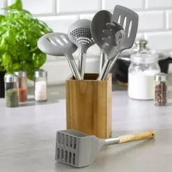 6-delat set med Kinghoff KH-1325 köksredskap i akacia