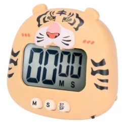 Digital Kökstimer Nedräkning Nedräkning Tecknad Djurljud Blixtvarning Enkel användning med ställ för matlagning Undervisning Gul tiger
