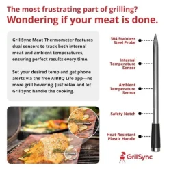 Digital köttermometer Digital trådlös dubbelsensor Bluetooth BBQ-termometer för grill, matlagning, rökning