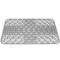 Diskbänksmattor Silikon Anti-halk Värmebeständig 66x35cm Stor storlek Fyrkantig ihålig diskbänksskydd för kök Grå