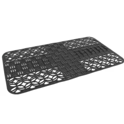 Diskbänksmattor Silikon Anti-halk Värmebeständig 66x35cm Stor storlek Fyrkantig ihålig diskbänksskydd för kök Svart