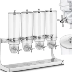 Dispenser dispenser för lösa produkter, müsliflingor, torkad frukt och nötter, kaffe, 4 x 3,5 l