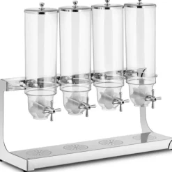 Dispenser dispenser för lösa produkter, müsliflingor, torkad frukt och nötter, kaffe, 4 x 3,5 l