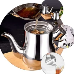 Dispenser för olivolja i rostfritt stål med filterskärm och dammsäkert lock