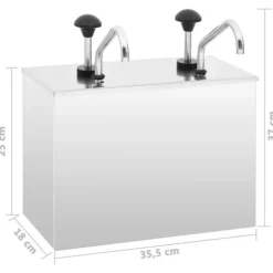 Dressingbehållare i rostfritt stål med pump - Såsförvaring | Färg: Silver | Storlek: 2 x 3,5 L