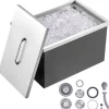 Drop-in iskylare, 22"L x 17"B x 12"H i rostfritt stål, kommersiell isbehållare med lock, 40 qt för utomhuskök.