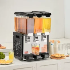 Dryckesdispenser, 3 behållare à 10 L, 43x41x68 cm, rostfritt stål