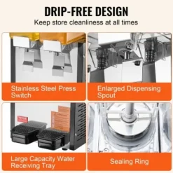 Dryckesdispenser, 20 L, 33x40,5x69 cm, rostfritt stål