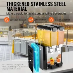 Dryckesdispenser, 20 L, 33x40,5x69 cm, rostfritt stål