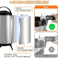 Dryckesdispenser, 24x47,5 cm, rostfritt stål, isolerad