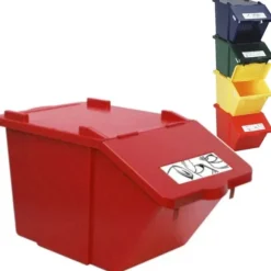 Dubbeldäckad sopsorteringsbehållare - röd, 45L