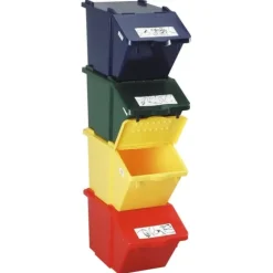 Dubbeldäckad sopsorteringsbehållare - blå, 45L