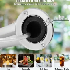 Dubbelkranar Fatölstornautomat, rostfritt stål, Kegerator Tower Kit med förmonterad slang och självstängande kran för fest och bar