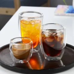 Dubbelväggiga glas - lämpliga för olika typer av kaffe och drycker, 2 st (350 ml)