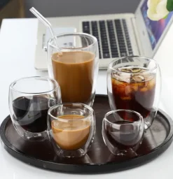 Dubbelväggiga glas - lämpliga för olika typer av kaffe och drycker, 2 st (350 ml)