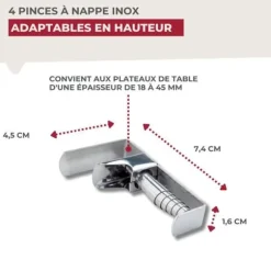 Dukhängare - Fackelmann - 61503 - Rostfritt stål - Justerbar 18-55 mm - Set med 4 delar