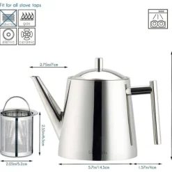 Easyworkz 1500 ml thé med avtagbar infuser i rostfritt stål