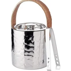 EDZARD Capri isbitskål, isbitsform med lock, höjd 17 cm, polerad rostfri stålkylar med dekorativ hammarmönster.