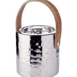 EDZARD Capri isbitskål, isbitsform med lock, höjd 17 cm, polerad rostfri stålkylar med dekorativ hammarmönster.