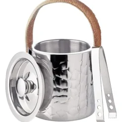 EDZARD Capri isbitskål, isbitsform med lock, höjd 17 cm, polerad rostfri stålkylar med dekorativ hammarmönster.