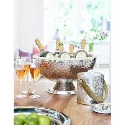 EDZARD Capri isbitskål, isbitsform med lock, höjd 17 cm, polerad rostfri stålkylar med dekorativ hammarmönster.