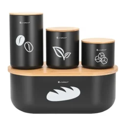 Elegant brödbox E-6060 med förvaringsbehållare svart