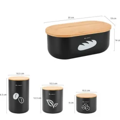 Elegant brödbox E-6060 med förvaringsbehållare svart