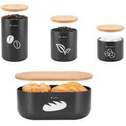 Elegant brödbox E-6060 med förvaringsbehållare svart