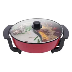 Elektrisk dubbel hotpot, bordsgryta, 6 L med lock, 1360 W, 220 V