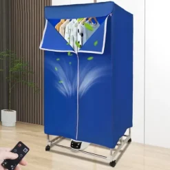 Elektrisk klädtork - Portabelt torkskåp - Pekskärm - 1200–1500 W - PTC-uppvärmning - Timer 0–240 min - Bärkapacitet 30 kg - IPX1 - Blå