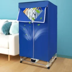 Elektrisk klädtork - Portabelt torkskåp - Pekskärm - 1200–1500 W - PTC-uppvärmning - Timer 0–240 min - Bärkapacitet 30 kg - IPX1 - Blå