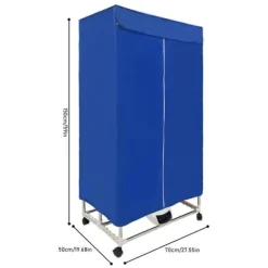 Elektrisk klädtork - Portabelt torkskåp - Pekskärm - 1200–1500 W - PTC-uppvärmning - Timer 0–240 min - Bärkapacitet 30 kg - IPX1 - Blå