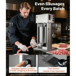 Elektrisk korvstoppare, 12 L, 39x29,5x77 cm, rostfritt stål