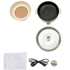 Elektrisk Mini Hot Pot, Bärbar Kokkare för 1-2 Personer, Användarvänlig Design,Kaki