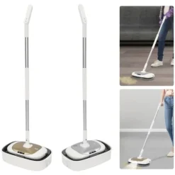 Elektrisk mopp, 180° rotation, 40 W dubbla motorer, 0,11 gal vattentank, LED-ljus, för trä- och klinkergolv, mörkgrå